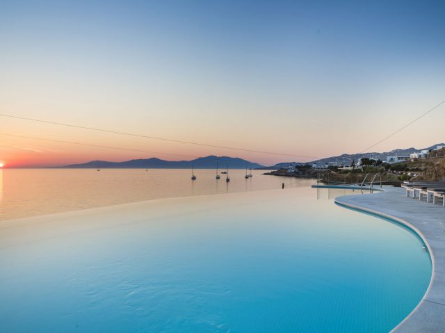 Photoshooting Mykonos Beach Hotel in Mykonos island , Greece