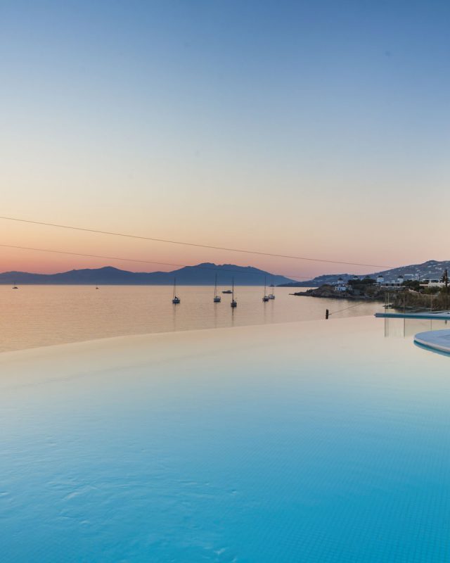 Photoshooting Mykonos Beach Hotel in Mykonos island , Greece